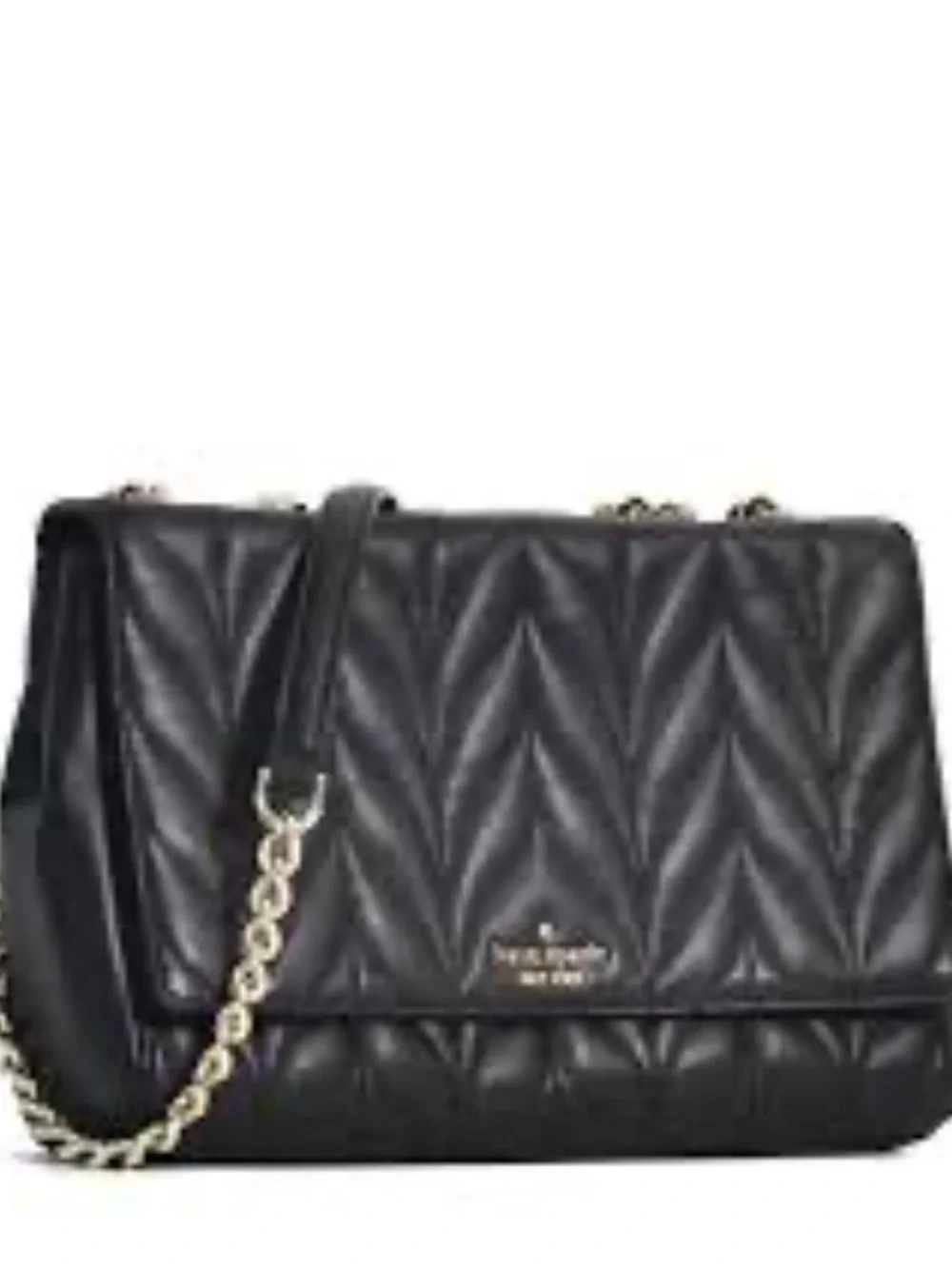 kate spade Black Quilted Leather Crossbody with Gold Chain